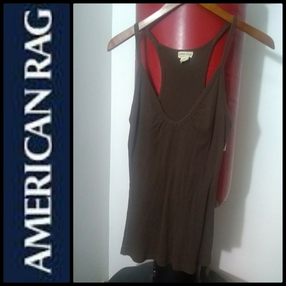 AMERICAN RAG RACERBACK MICRO RIBBED TANK TOP - Picture 1 of 4